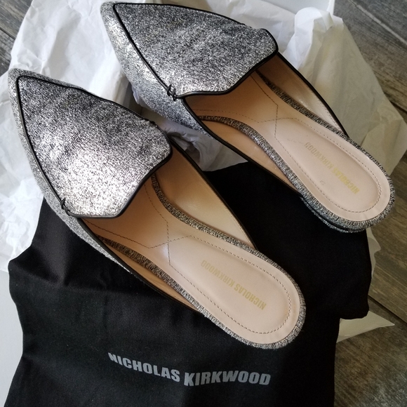 Nicholas Kirkwood Beya Metallic Boucle Mules, size 41 (11B) - Picture 2 of 9